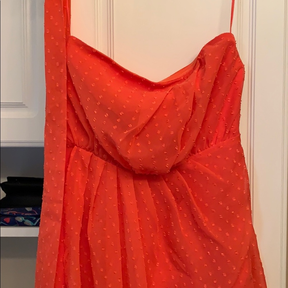 Orange strapless dress